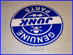 Vintage Genuine? Junk Parts 11 3/4 Porcelain Metal Car Truck Gasoline Oil Sign