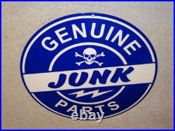 Vintage Genuine? Junk Parts 11 3/4 Porcelain Metal Car Truck Gasoline Oil Sign