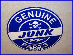 Vintage Genuine? Junk Parts 11 3/4 Porcelain Metal Car Truck Gasoline Oil Sign