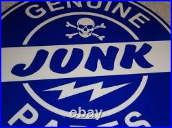 Vintage Genuine? Junk Parts 11 3/4 Porcelain Metal Car Truck Gasoline Oil Sign