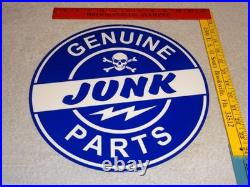 Vintage Genuine? Junk Parts 11 3/4 Porcelain Metal Car Truck Gasoline Oil Sign