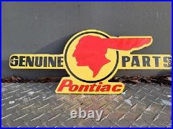 Vintage Genuine Pontiac Parts Porcelain Sign Old Car Dealer Automobile Gas 18