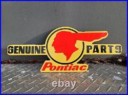 Vintage Genuine Pontiac Parts Porcelain Sign Old Car Dealer Automobile Gas 18