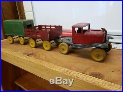 Vintage Girard Marx Pressed Steel Toy Truck And Cars Original 3 Part Toy Lot toy