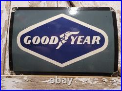 Vintage Goodyear Porcelain Sign Automobile Car Truck Rubber Tire Wheel Parts