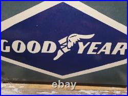Vintage Goodyear Porcelain Sign Automobile Car Truck Rubber Tire Wheel Parts