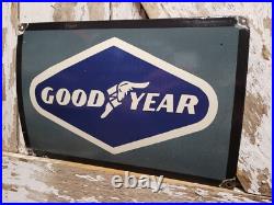 Vintage Goodyear Porcelain Sign Automobile Car Truck Rubber Tire Wheel Parts