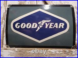 Vintage Goodyear Porcelain Sign Automobile Car Truck Rubber Tire Wheel Parts