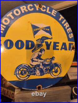 Vintage Goodyear Porcelain Sign Old Automobile Car Parts Dealer Store Motorcycle