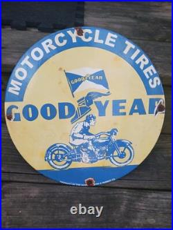 Vintage Goodyear Porcelain Sign Old Automobile Car Parts Dealer Store Motorcycle