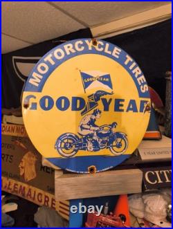 Vintage Goodyear Porcelain Sign Old Automobile Car Parts Dealer Store Motorcycle