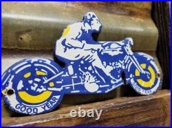 Vintage Goodyear Porcelain Sign Old Automobile Car Parts Dealer Store Motorcycle