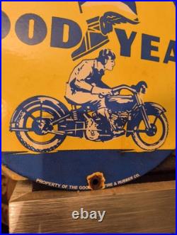 Vintage Goodyear Porcelain Sign Old Automobile Car Parts Dealer Store Motorcycle