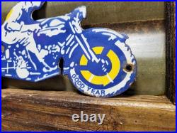 Vintage Goodyear Porcelain Sign Old Automobile Car Parts Dealer Store Motorcycle