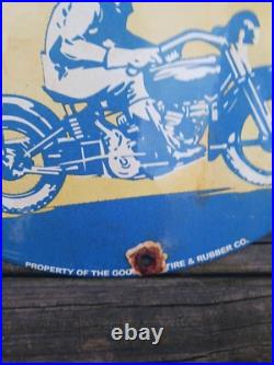 Vintage Goodyear Porcelain Sign Old Automobile Car Parts Dealer Store Motorcycle