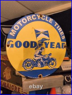 Vintage Goodyear Porcelain Sign Old Automobile Car Parts Dealer Store Motorcycle