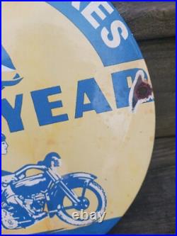 Vintage Goodyear Porcelain Sign Old Automobile Car Parts Dealer Store Motorcycle