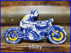 Vintage Goodyear Porcelain Sign Old Automobile Car Parts Dealer Store Motorcycle