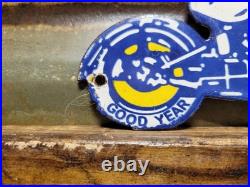 Vintage Goodyear Porcelain Sign Old Automobile Car Parts Dealer Store Motorcycle