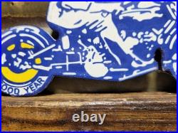 Vintage Goodyear Porcelain Sign Old Automobile Car Parts Dealer Store Motorcycle