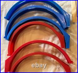 Vintage HUGE Darda Motors Lot Race Track Parts Pieces 3 Cars Wind Up Toy Racecar