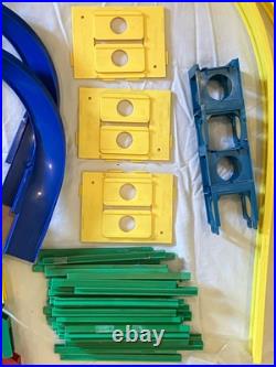 Vintage HUGE Darda Motors Lot Race Track Parts Pieces 3 Cars Wind Up Toy Racecar