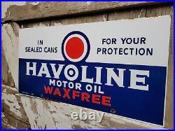 Vintage Havoline Porcelain Sign Car Motor Oil Gas Station Service Auto Parts