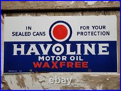 Vintage Havoline Porcelain Sign Car Motor Oil Gas Station Service Auto Parts