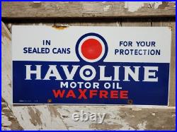Vintage Havoline Porcelain Sign Car Motor Oil Service Auto Parts Garage 1934 Vintage Havoline Porcelain Sign Car Motor Oil Service Auto Parts Garage 1934