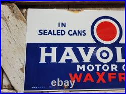 Vintage Havoline Porcelain Sign Car Motor Oil Service Auto Parts Garage 1934 Vintage Havoline Porcelain Sign Car Motor Oil Service Auto Parts Garage 1934