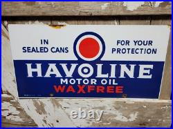 Vintage Havoline Porcelain Sign Car Motor Oil Service Auto Parts Garage 1934 Vintage Havoline Porcelain Sign Car Motor Oil Service Auto Parts Garage 1934