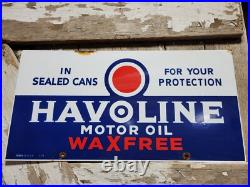 Vintage Havoline Porcelain Sign Car Motor Oil Service Auto Parts Garage 1934 Vintage Havoline Porcelain Sign Car Motor Oil Service Auto Parts Garage 1934