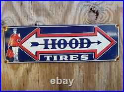 Vintage Hood Tires Porcelain Sign Old Automobile Parts Supply For Cars Trucks 18