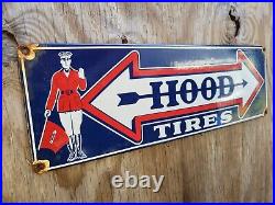 Vintage Hood Tires Porcelain Sign Old Automobile Parts Supply For Cars Trucks 18