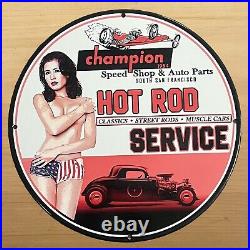 Vintage Hot Rod Services Porcelain Sign Auto Car Parts Dealer Station Pump Plate