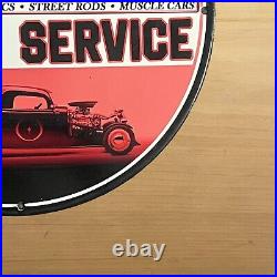 Vintage Hot Rod Services Porcelain Sign Auto Car Parts Dealer Station Pump Plate