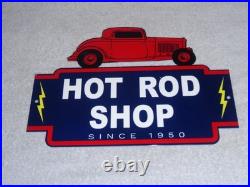 Vintage Hot Rod Shop Auto Parts Lightning 1950 12 Metal Car Gasoline & Oil Sign