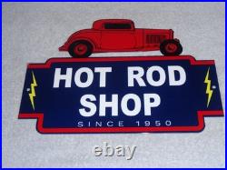 Vintage Hot Rod Shop Auto Parts Lightning 1950 12 Metal Car Gasoline & Oil Sign
