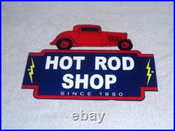 Vintage Hot Rod Shop Auto Parts Lightning 1950 12 Metal Car Gasoline & Oil Sign