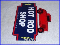 Vintage Hot Rod Shop Auto Parts Lightning 1950 12 Metal Car Gasoline & Oil Sign