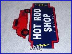 Vintage Hot Rod Shop Auto Parts Lightning 1950 12 Metal Car Gasoline & Oil Sign