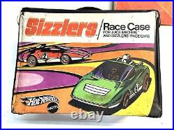 Vintage Hot Wheels Sizzlers Race Case + Large Case and Cars, Tires, Misc Parts