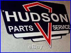 Vintage Hudson Parts & Service Diecut 12 Metal Car & Truck Gasoline & Oil Sign