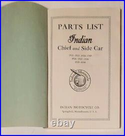 Vintage Indian Motorcycle CHIEF-SIDE CAR Parts List Original Envelope 1922-1930