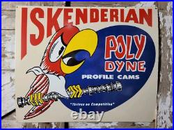 Vintage Iskenderian Porcelain Sign 30 Old Poly Dyne Car Auto Parts Profile Cams Vintage Iskenderian Porcelain Sign 30 Old Poly Dyne Car Auto Parts Profile Cams