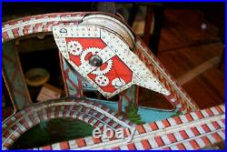 Vintage J. Chein Tin Litho Wind-Up Roller Coaster with 2 Cars For Parts