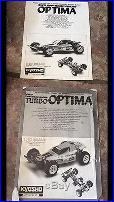 Vintage KYOSHO TURBO OPTIMA 2 Cars Plus Parts Lot Like (RC-10 Ultima Tamiya)