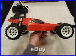 Vintage Kyosho Turbo Optima with box, decals, instructions and radio, runs