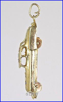 Vintage Large 14K Gold Jeweled Car Charm Movable Parts Top Quality EChCC131