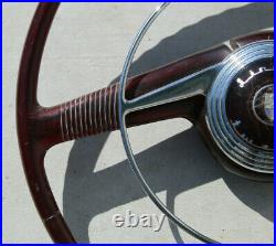 Vintage Lincoln Steering Wheel w Horn Ring OEM Translucent RED hot rod custom